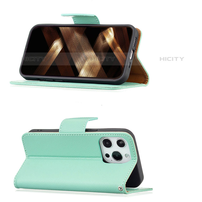 Handytasche Stand Schutzhülle Flip Leder Hülle für Apple iPhone 15 Pro Cyan