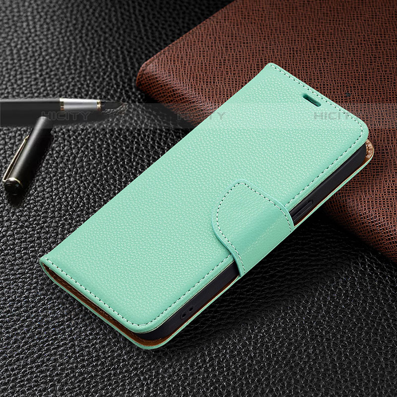 Handytasche Stand Schutzhülle Flip Leder Hülle für Apple iPhone 15 Pro Cyan