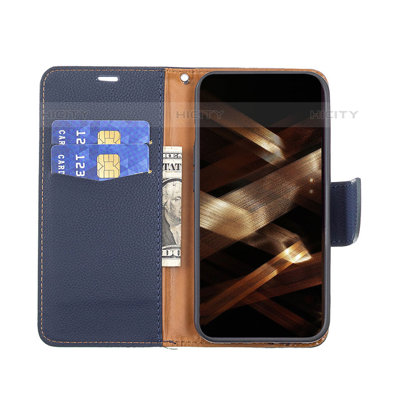 Handytasche Stand Schutzhülle Flip Leder Hülle für Apple iPhone 15 Pro Königs Blau