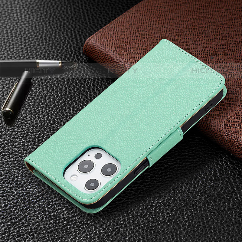 Handytasche Stand Schutzhülle Flip Leder Hülle für Apple iPhone 15 Pro Max Cyan