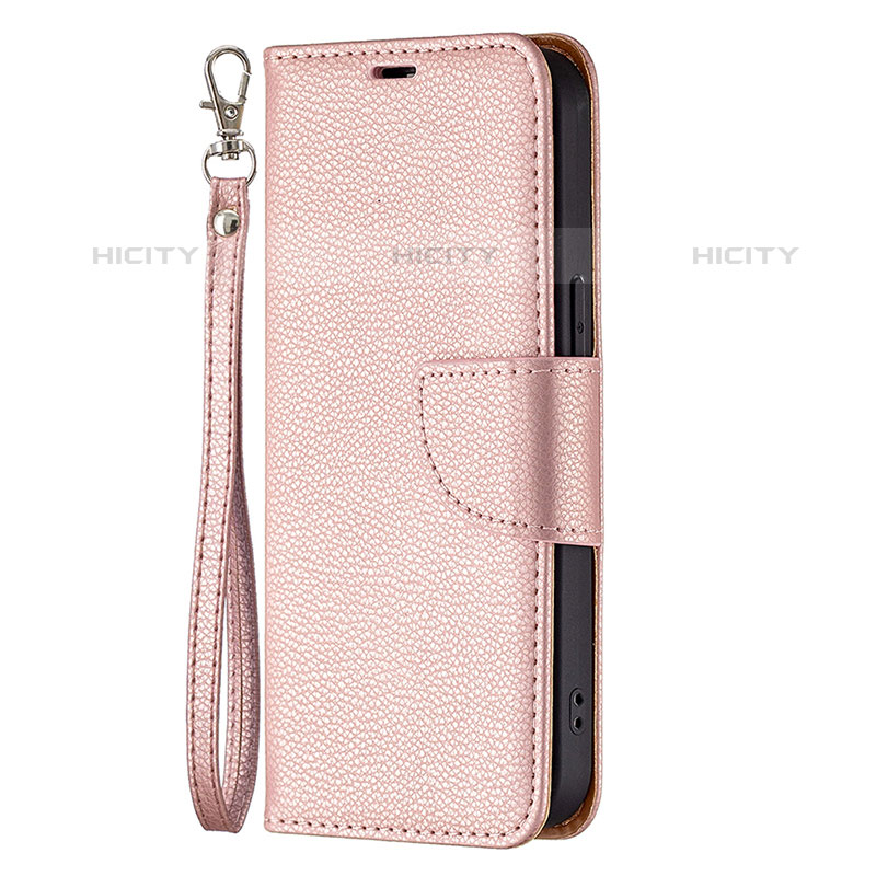 Handytasche Stand Schutzhülle Flip Leder Hülle für Apple iPhone 15 Pro Max Rosegold groß