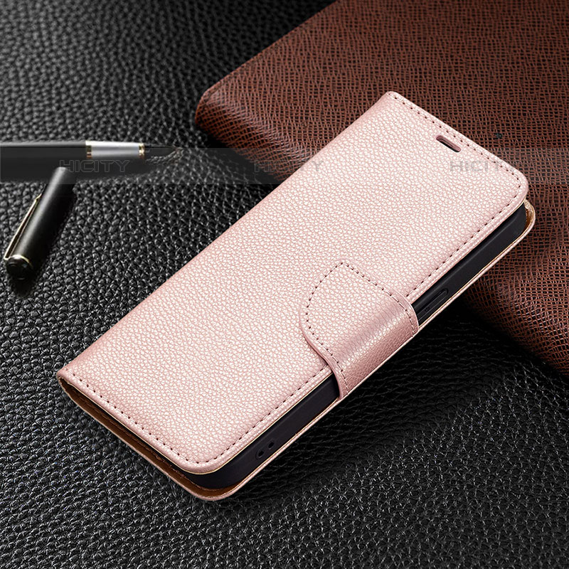 Handytasche Stand Schutzhülle Flip Leder Hülle für Apple iPhone 15 Pro Max Rosegold groß