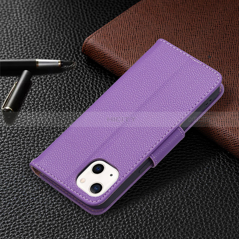 Handytasche Stand Schutzhülle Flip Leder Hülle für Apple iPhone 15 Violett groß