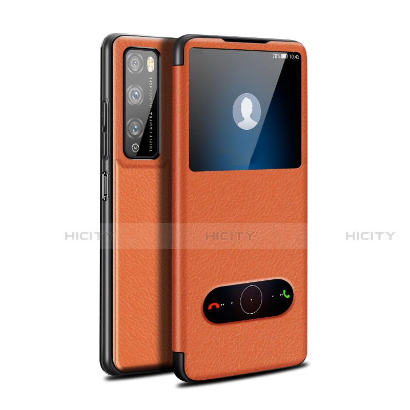 Handytasche Stand Schutzhülle Flip Leder Hülle für Huawei Enjoy Z 5G Orange Plus
