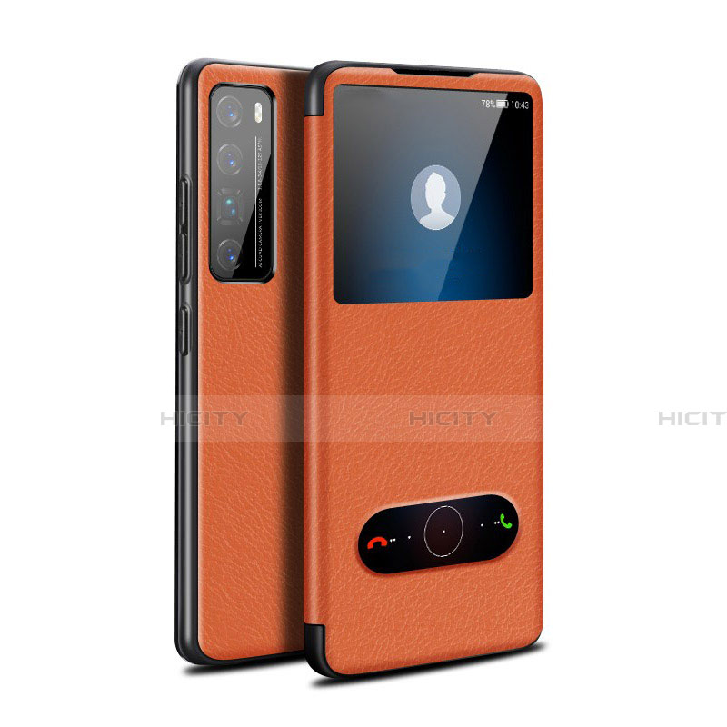 Handytasche Stand Schutzhülle Flip Leder Hülle für Huawei Nova 7 Pro 5G Orange Plus