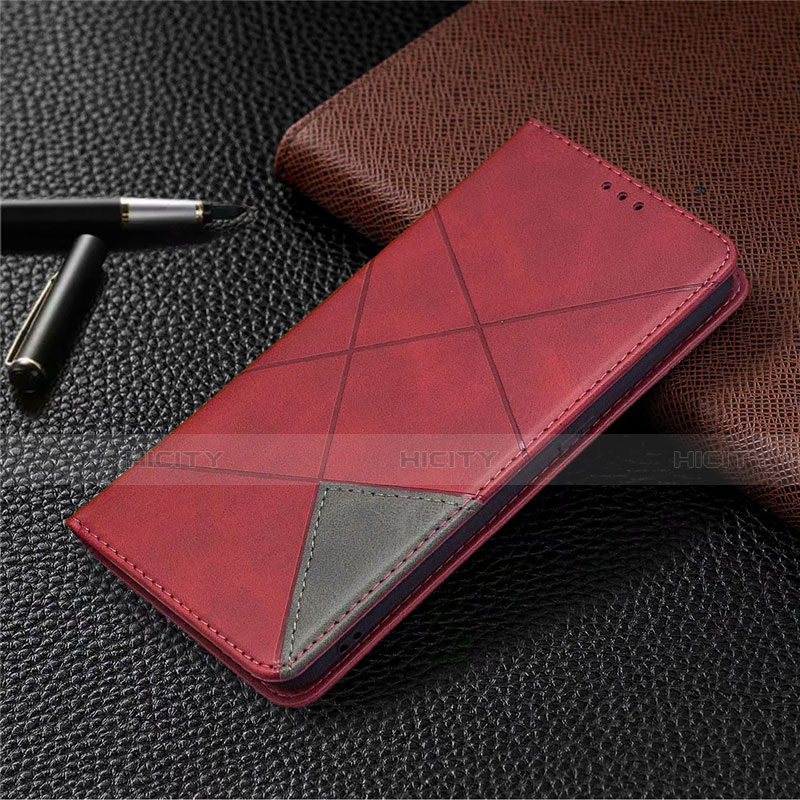 Handytasche Stand Schutzhülle Flip Leder Hülle für Oppo A15 Rot