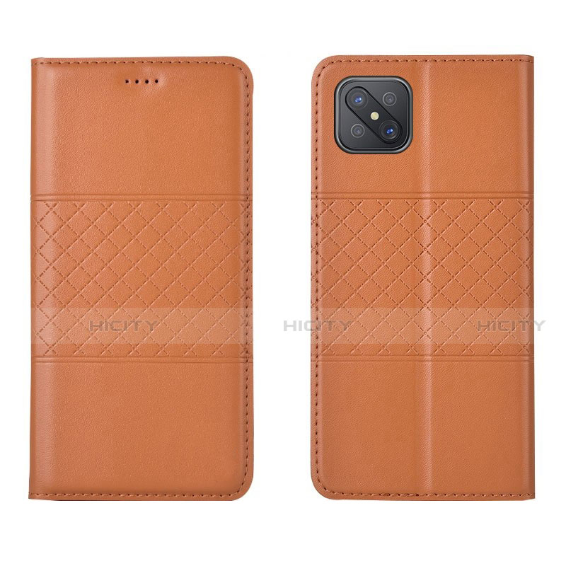 Handytasche Stand Schutzhülle Flip Leder Hülle für Oppo A92s 5G Orange Plus