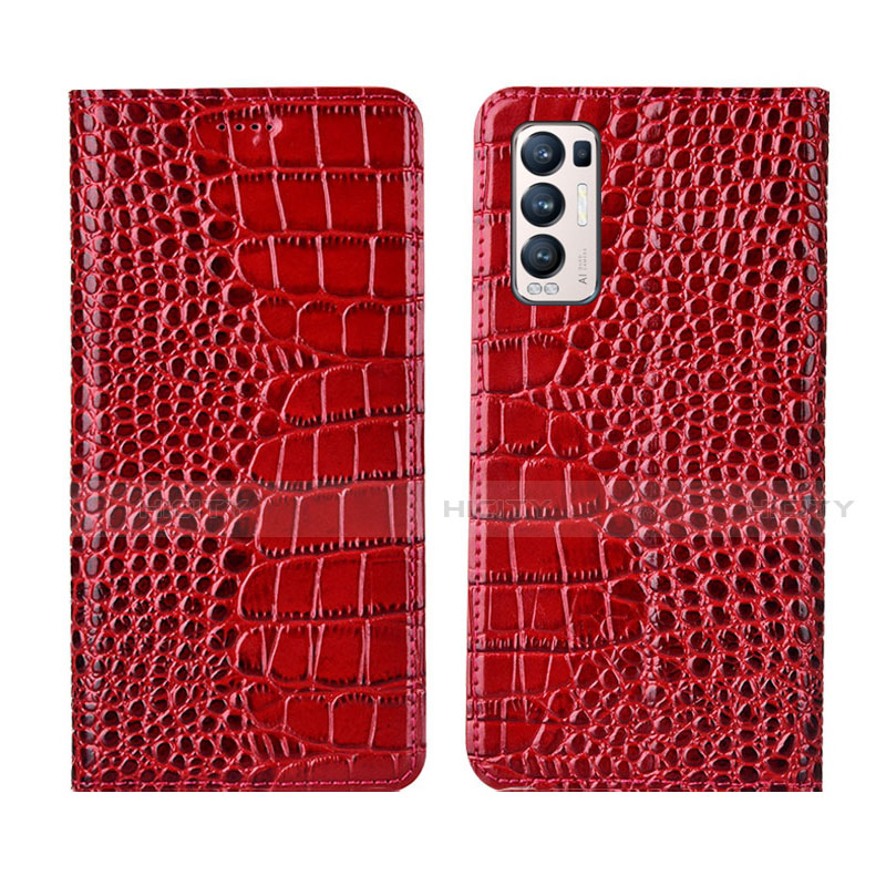 Handytasche Stand Schutzhülle Flip Leder Hülle für Oppo Find X3 Neo 5G Rot