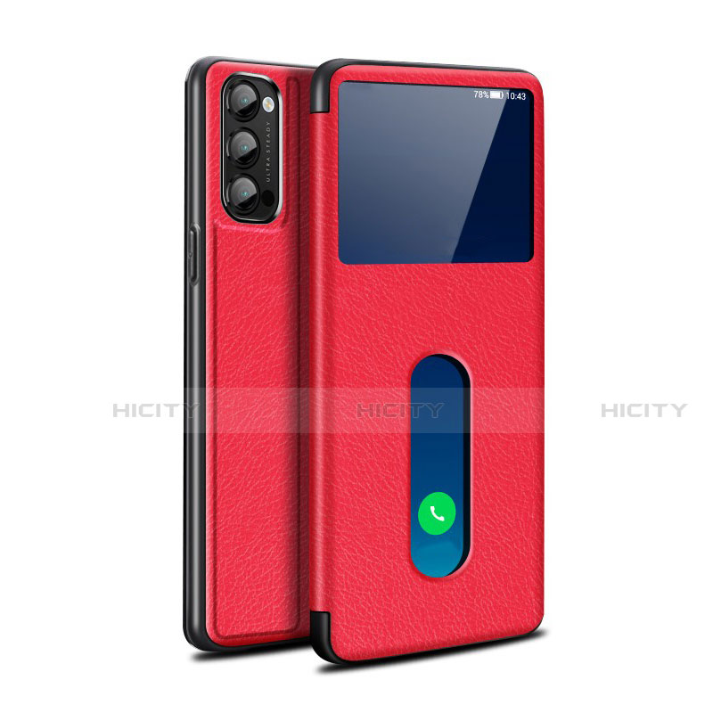 Handytasche Stand Schutzhülle Flip Leder Hülle für Oppo Reno4 5G Rot