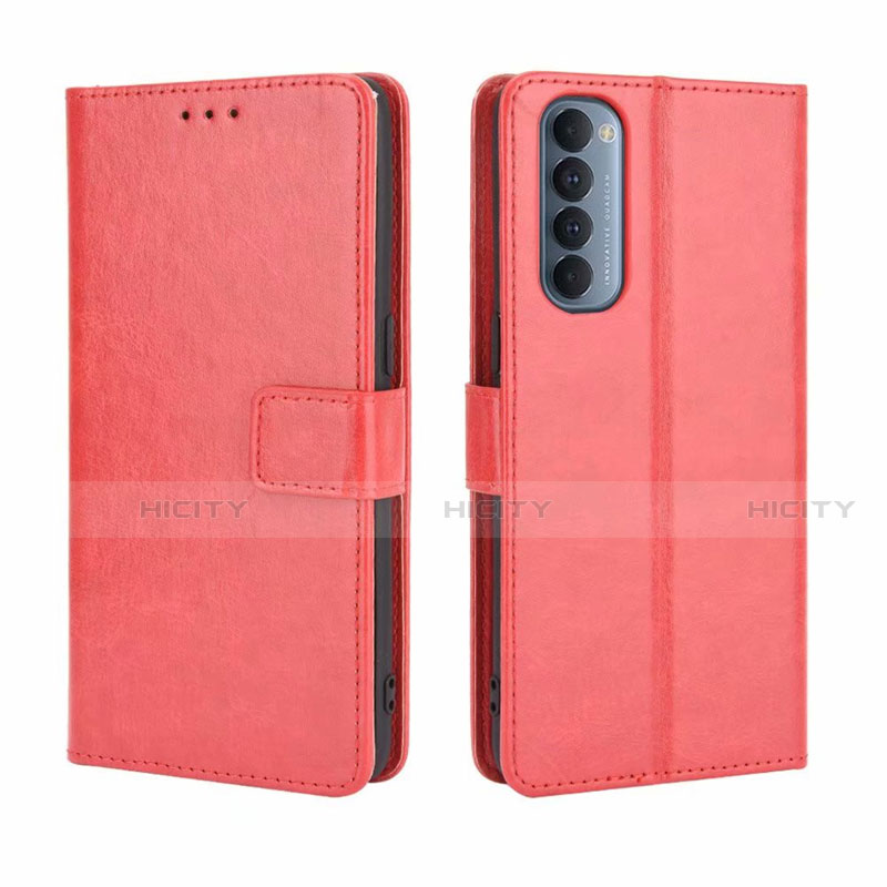 Handytasche Stand Schutzhülle Flip Leder Hülle für Oppo Reno4 Pro 4G Rot Plus