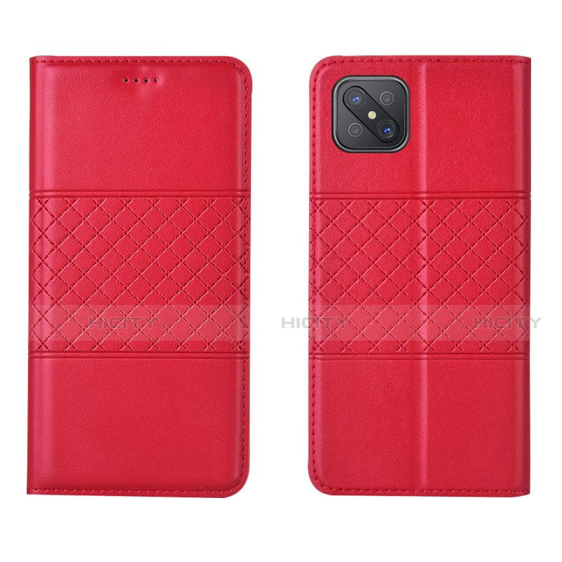 Handytasche Stand Schutzhülle Flip Leder Hülle für Oppo Reno4 Z 5G Rot Plus