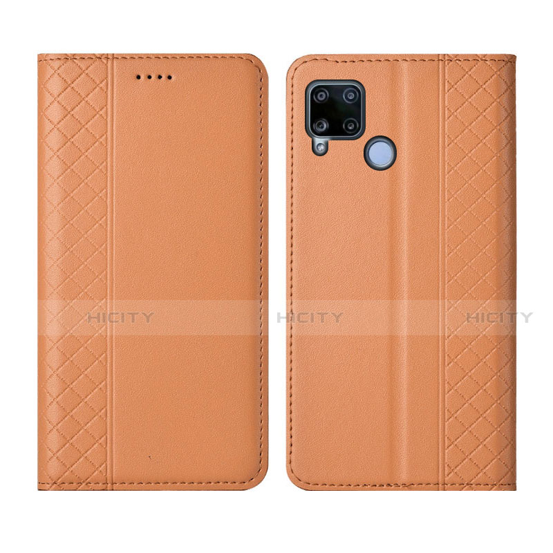 Handytasche Stand Schutzhülle Flip Leder Hülle für Realme C15 Orange