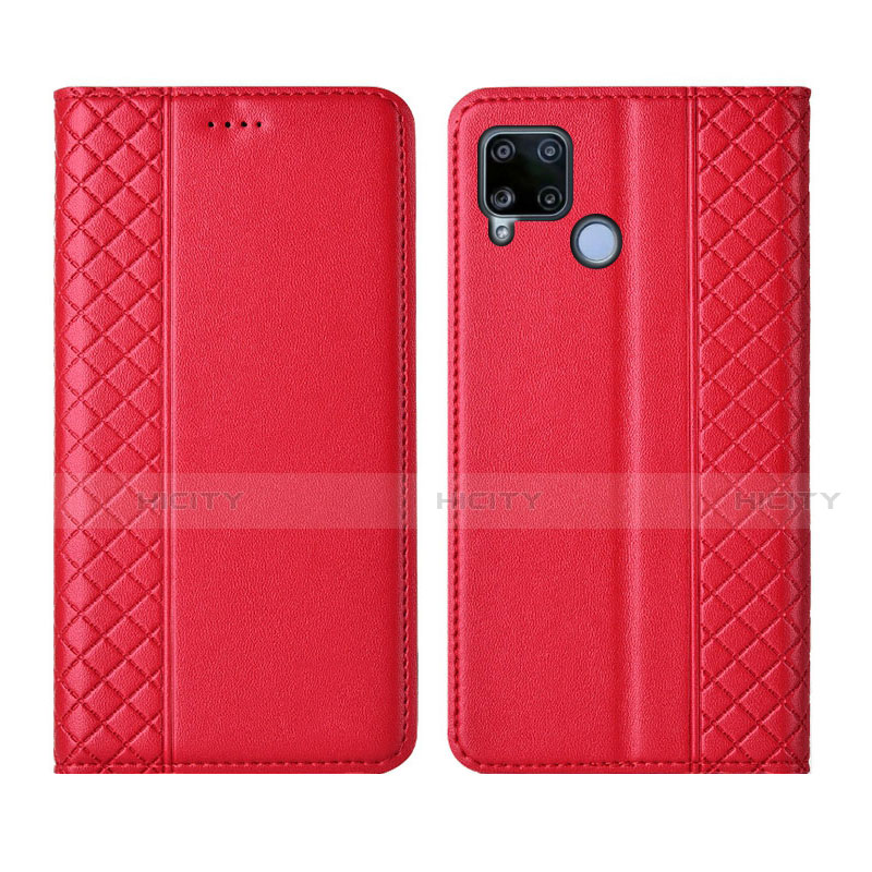 Handytasche Stand Schutzhülle Flip Leder Hülle für Realme C15 Rot