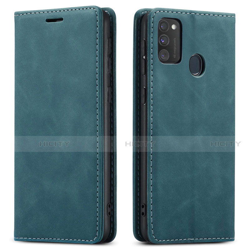 Handytasche Stand Schutzhülle Flip Leder Hülle für Samsung Galaxy M30s Blau