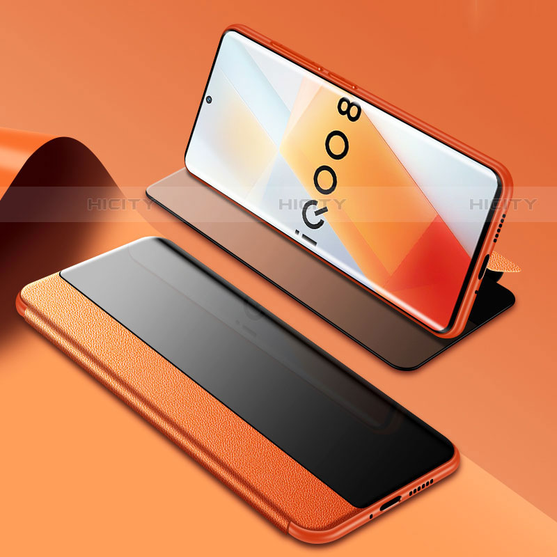 Handytasche Stand Schutzhülle Flip Leder Hülle für Vivo iQOO 8 Pro 5G Orange