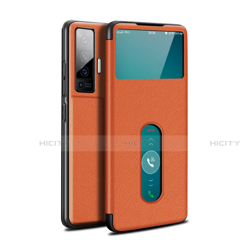 Handytasche Stand Schutzhülle Flip Leder Hülle für Vivo X50 5G Orange