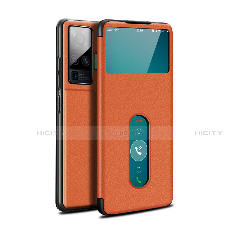 Handytasche Stand Schutzhülle Flip Leder Hülle für Vivo X50 Pro 5G Orange