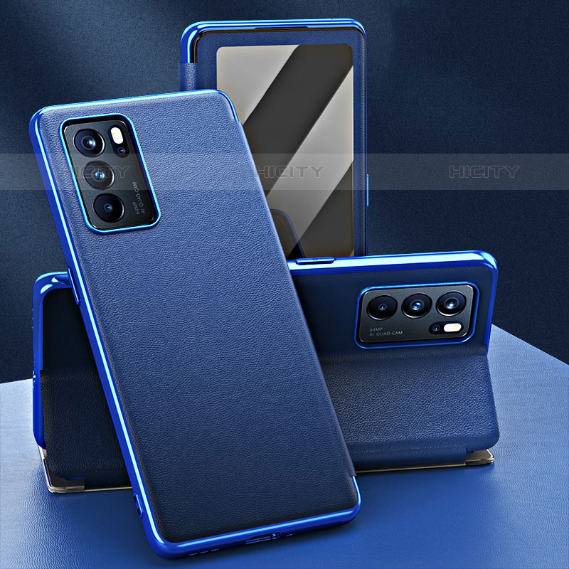 Handytasche Stand Schutzhülle Flip Leder Hülle GS1 für Oppo Reno6 Pro 5G India Blau