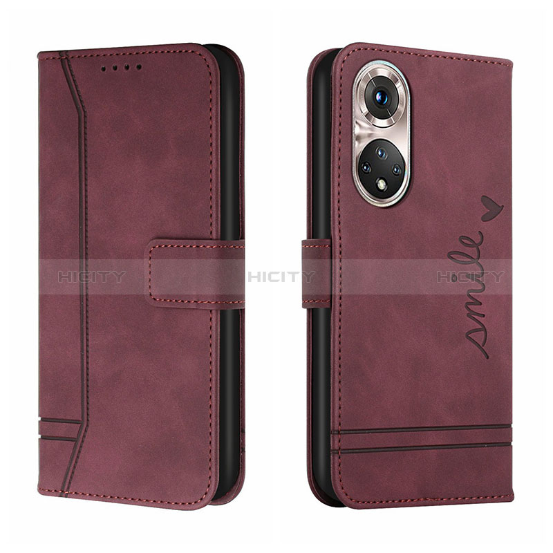 Handytasche Stand Schutzhülle Flip Leder Hülle H01X für Huawei P50 Rot Plus