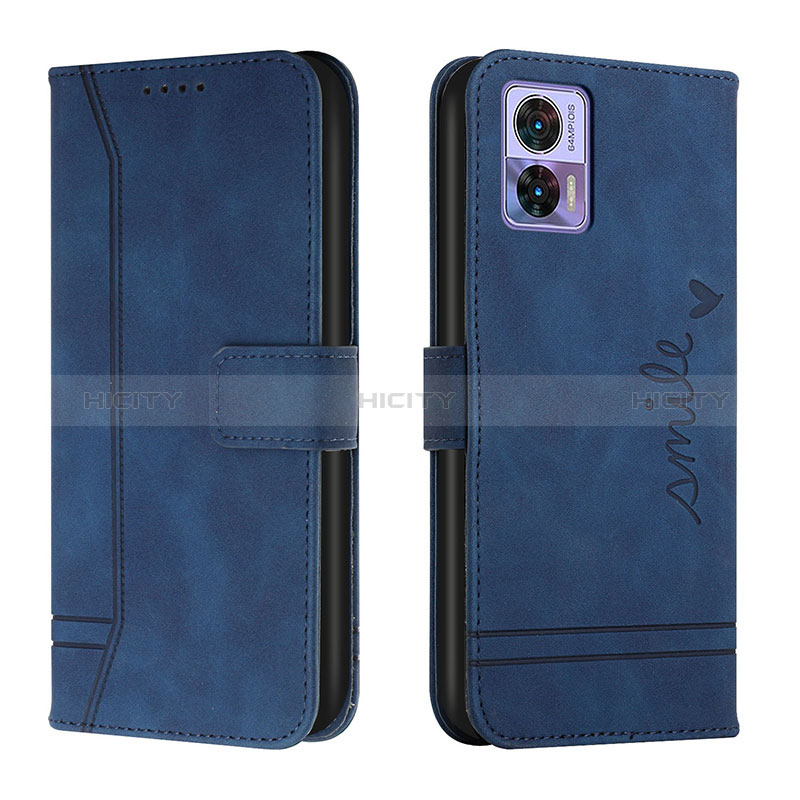 Handytasche Stand Schutzhülle Flip Leder Hülle H01X für Motorola Moto Edge 30 Lite 5G Blau