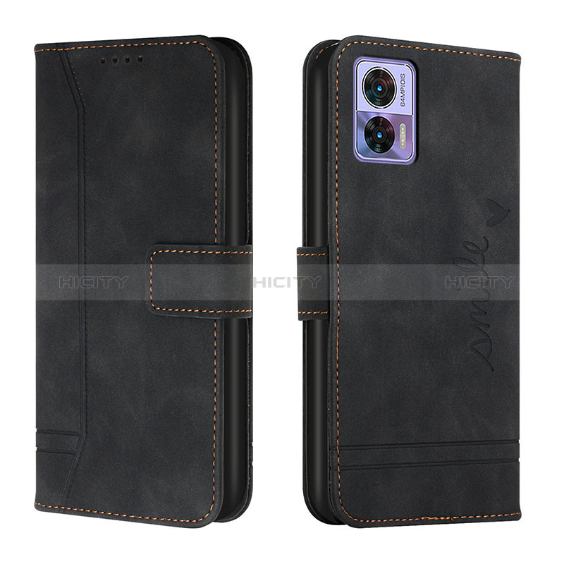 Handytasche Stand Schutzhülle Flip Leder Hülle H01X für Motorola Moto Edge 30 Lite 5G Schwarz