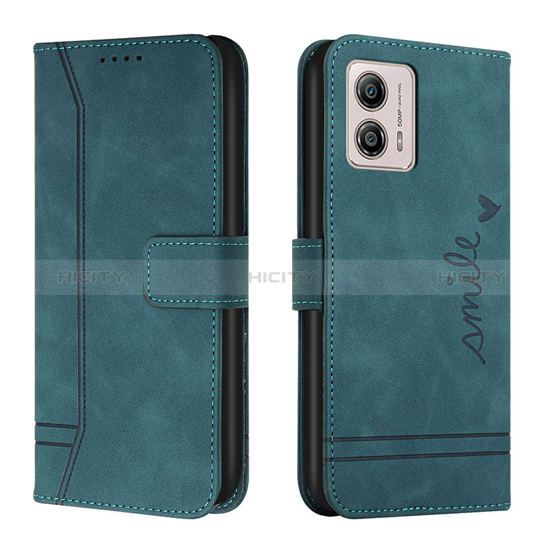 Handytasche Stand Schutzhülle Flip Leder Hülle H01X für Motorola Moto G53j 5G Grün Plus