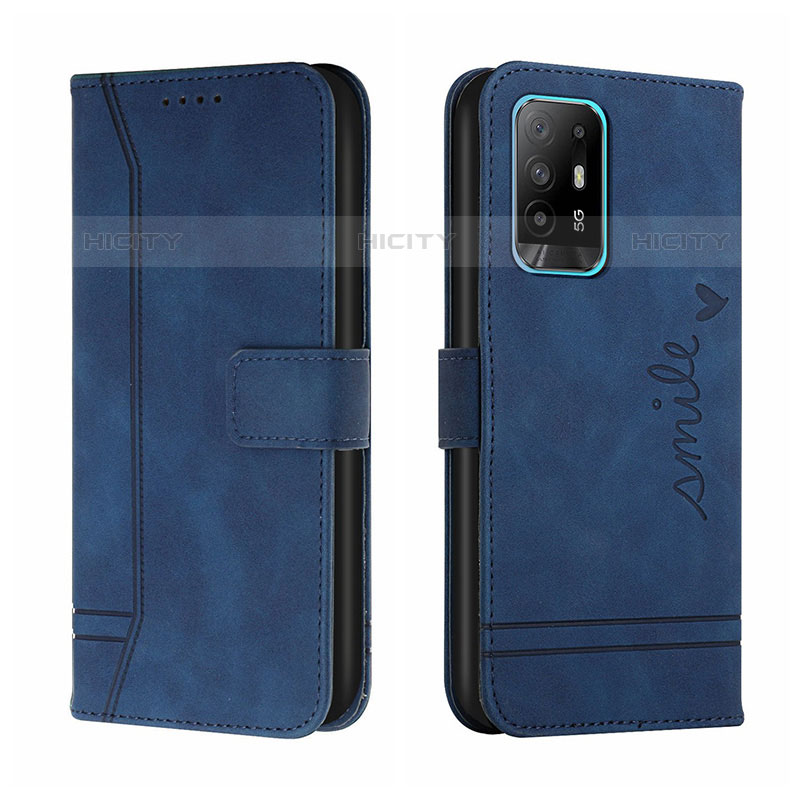 Handytasche Stand Schutzhülle Flip Leder Hülle H01X für Oppo A94 5G Blau Plus