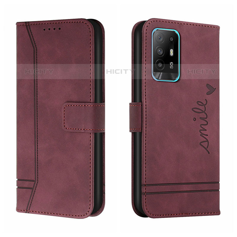 Handytasche Stand Schutzhülle Flip Leder Hülle H01X für Oppo A94 5G Rot Plus