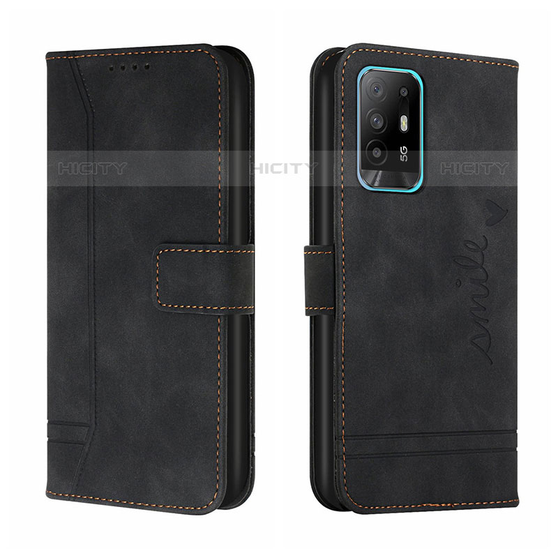 Handytasche Stand Schutzhülle Flip Leder Hülle H01X für Oppo A94 5G Schwarz Plus