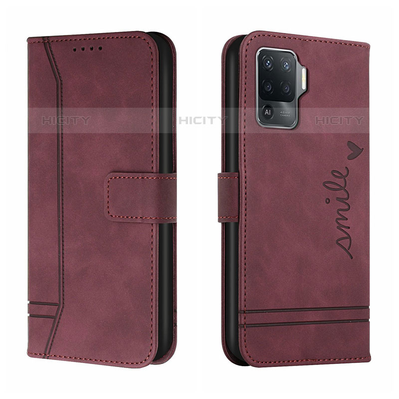 Handytasche Stand Schutzhülle Flip Leder Hülle H01X für Oppo F19 Pro Rot Plus