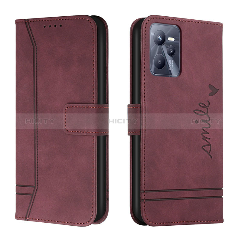 Handytasche Stand Schutzhülle Flip Leder Hülle H01X für Realme C35 Rot