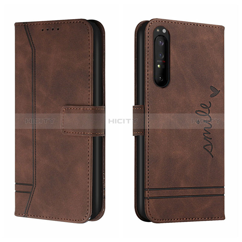 Handytasche Stand Schutzhülle Flip Leder Hülle H01X für Sony Xperia 1 II Braun