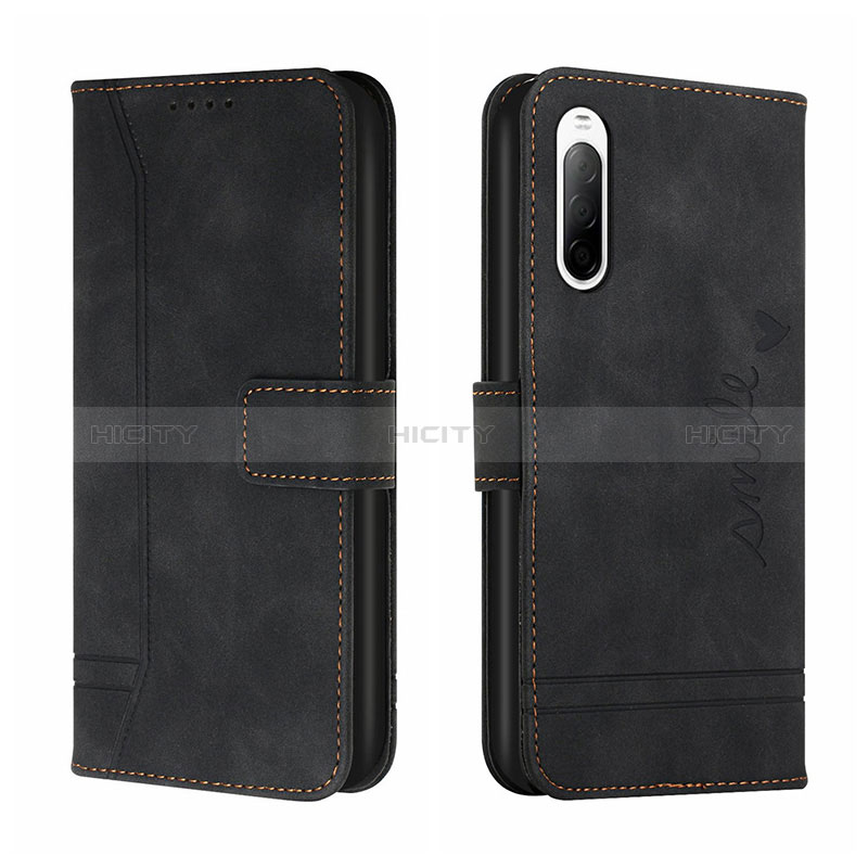 Handytasche Stand Schutzhülle Flip Leder Hülle H01X für Sony Xperia 10 III Schwarz Plus