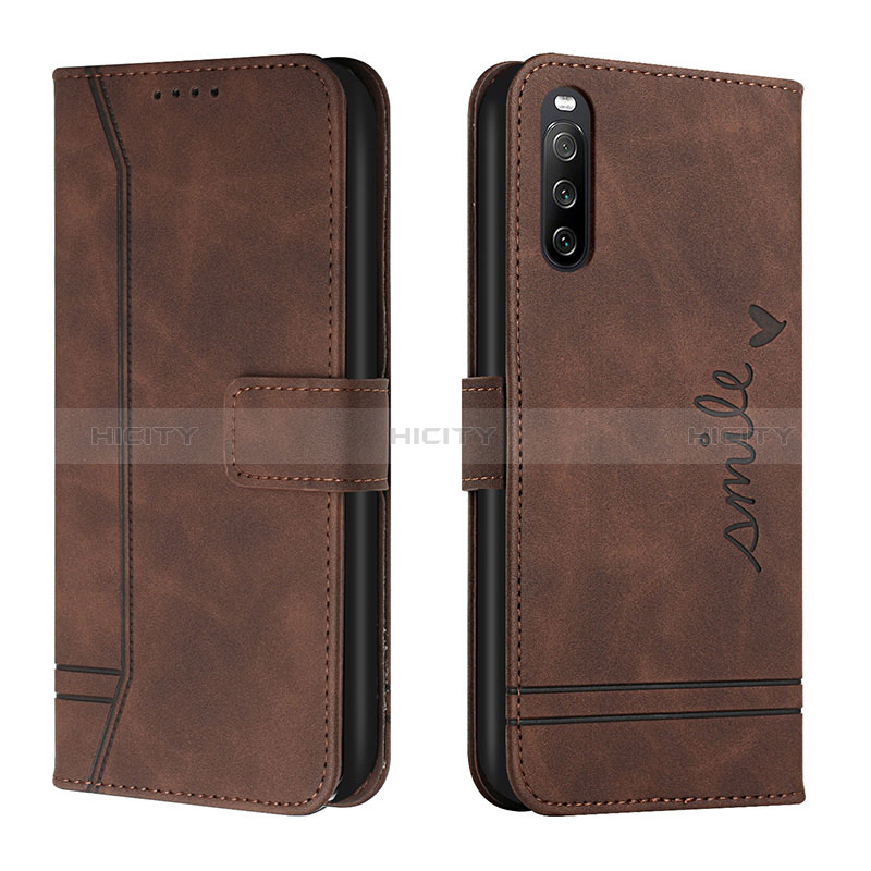 Handytasche Stand Schutzhülle Flip Leder Hülle H01X für Sony Xperia 10 IV Braun