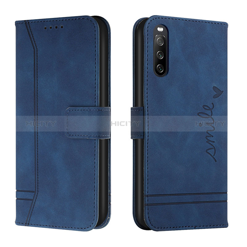 Handytasche Stand Schutzhülle Flip Leder Hülle H01X für Sony Xperia 10 IV SO-52C Blau Plus