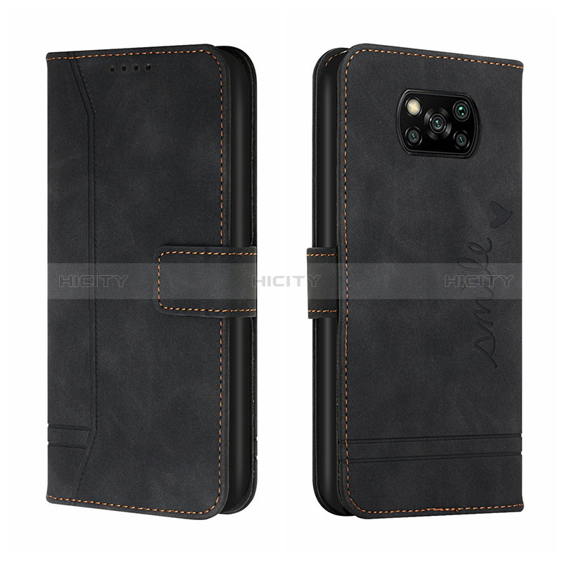 Handytasche Stand Schutzhülle Flip Leder Hülle H01X für Xiaomi Poco X3 Schwarz