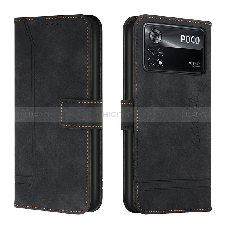 Handytasche Stand Schutzhülle Flip Leder Hülle H01X für Xiaomi Poco X4 Pro 5G Schwarz Plus