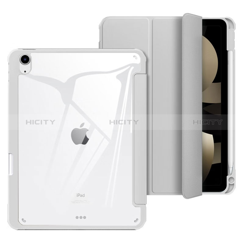 Handytasche Stand Schutzhülle Flip Leder Hülle H02 für Apple iPad Air 5 10.9 (2022) Grau Plus