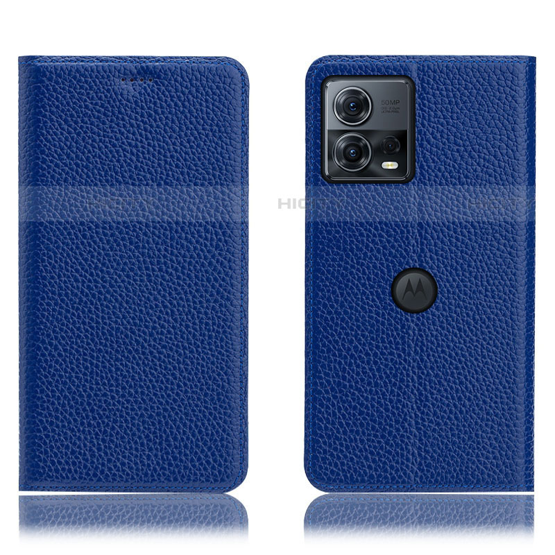 Handytasche Stand Schutzhülle Flip Leder Hülle H02P für Motorola Moto Edge S30 Pro 5G Blau