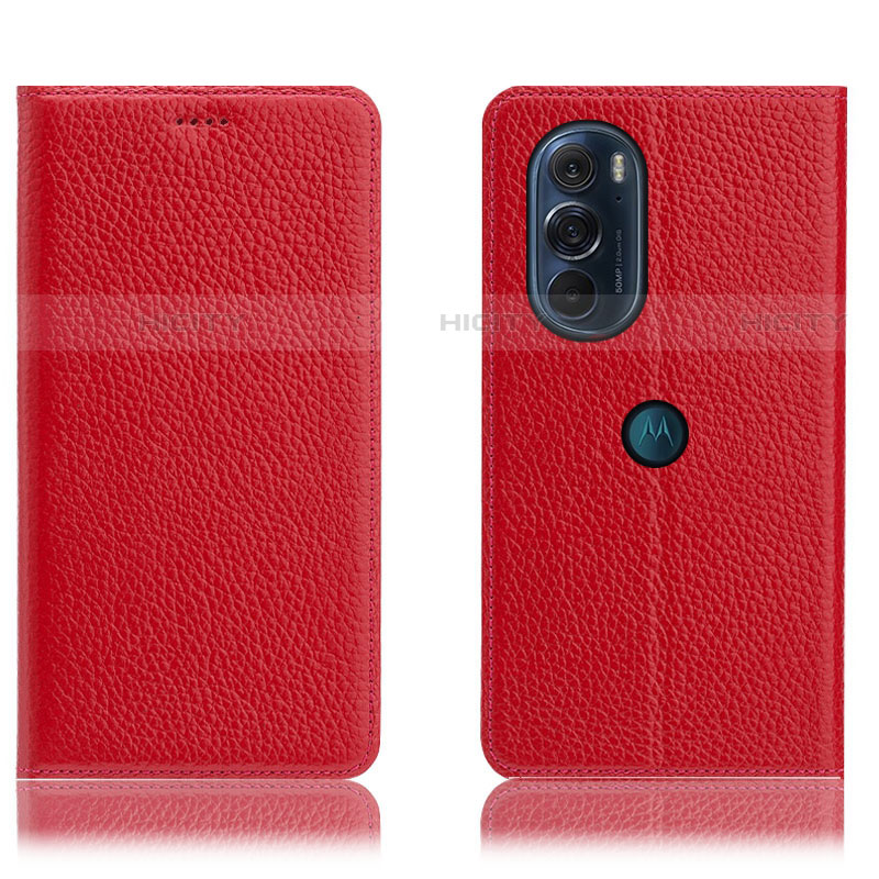 Handytasche Stand Schutzhülle Flip Leder Hülle H02P für Motorola Moto Edge X30 5G Rot