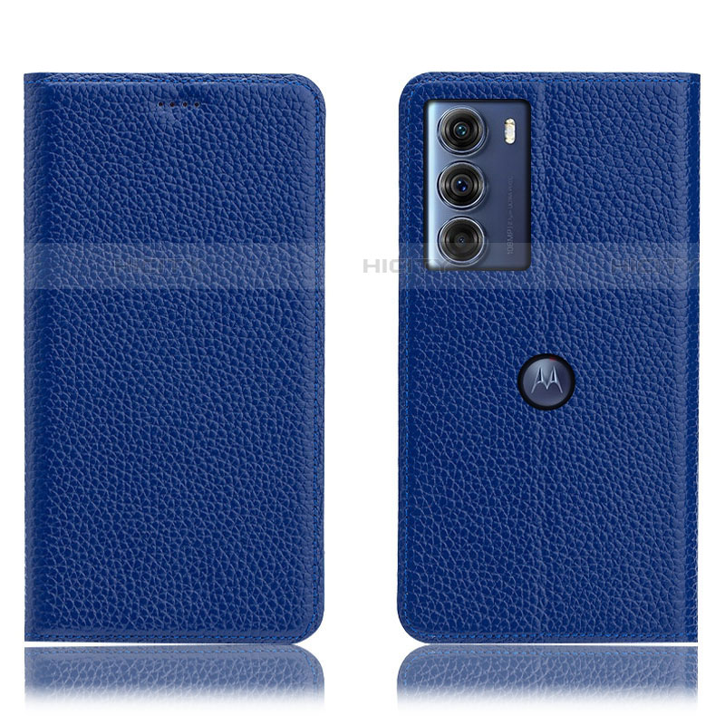 Handytasche Stand Schutzhülle Flip Leder Hülle H02P für Motorola Moto G200 5G Blau Plus