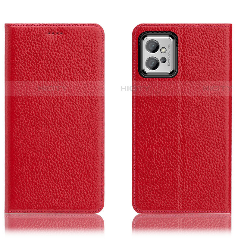 Handytasche Stand Schutzhülle Flip Leder Hülle H02P für Motorola Moto G32 Rot