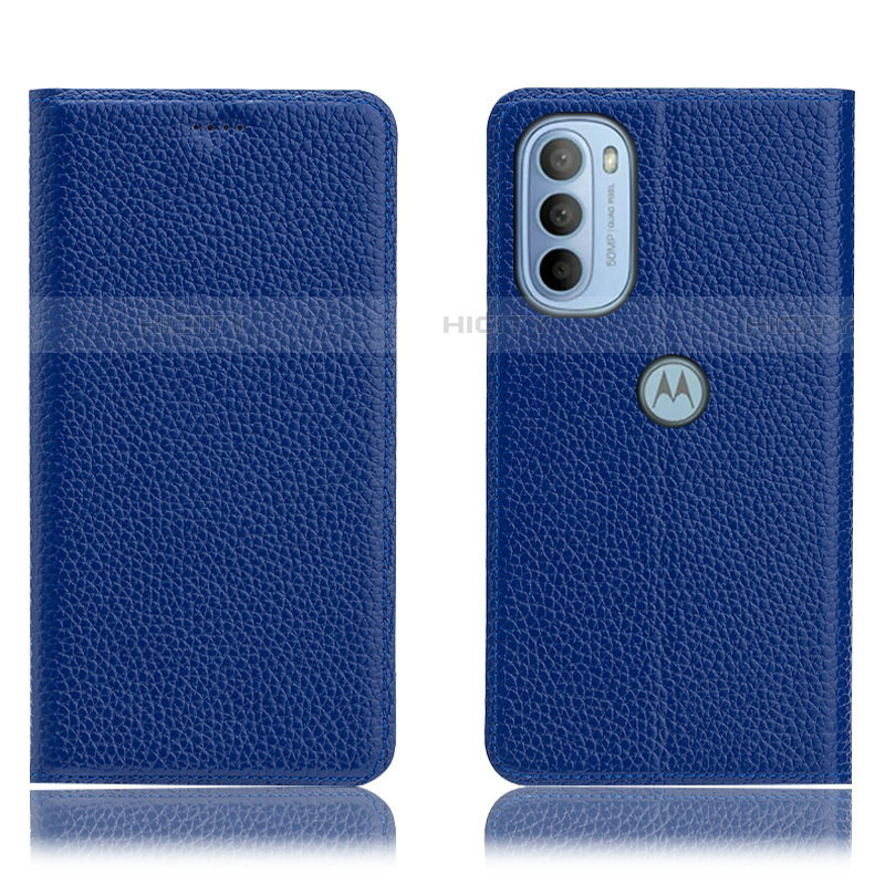 Handytasche Stand Schutzhülle Flip Leder Hülle H02P für Motorola Moto G41 Blau