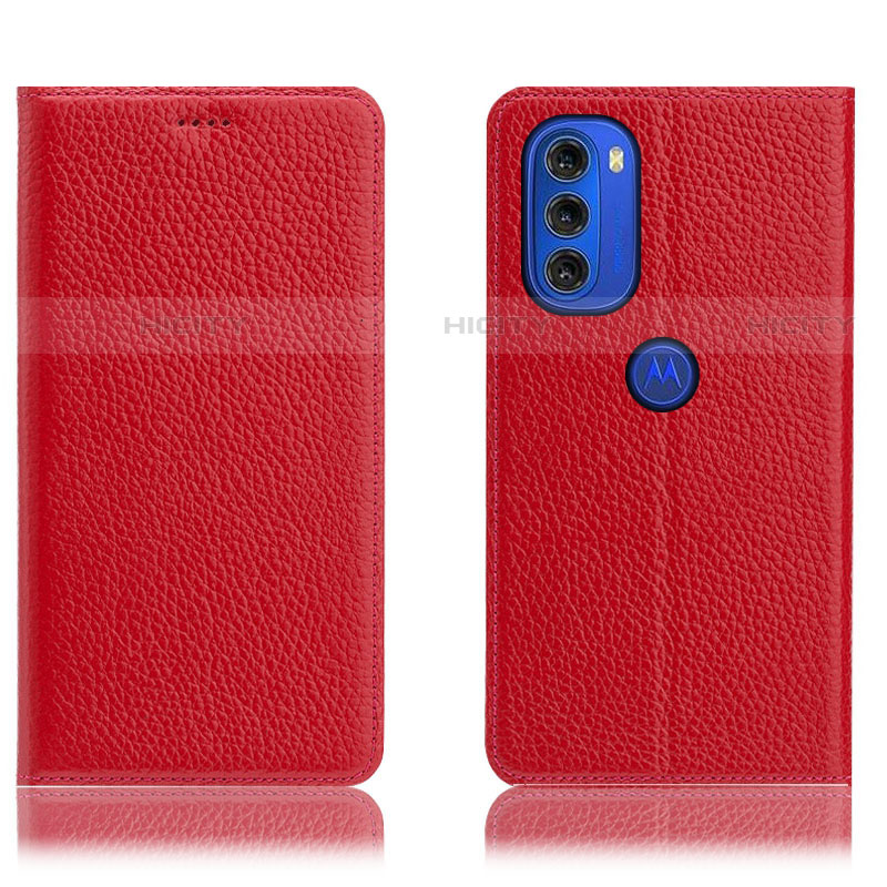 Handytasche Stand Schutzhülle Flip Leder Hülle H02P für Motorola Moto G51 5G Rot