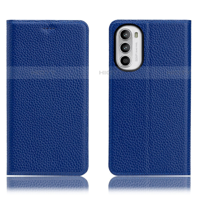 Handytasche Stand Schutzhülle Flip Leder Hülle H02P für Motorola MOTO G52 Blau