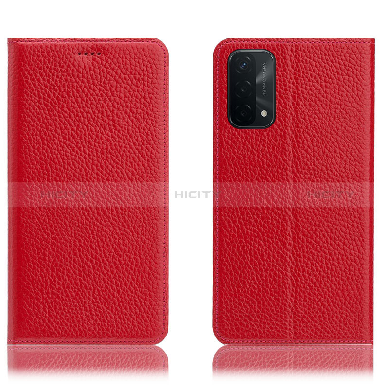 Handytasche Stand Schutzhülle Flip Leder Hülle H02P für Oppo A54 5G Rot Plus