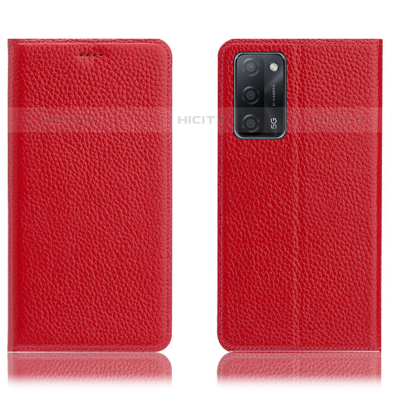 Handytasche Stand Schutzhülle Flip Leder Hülle H02P für Oppo A55 5G Rot