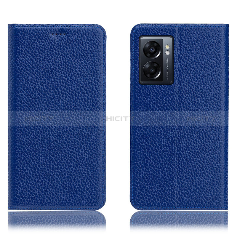 Handytasche Stand Schutzhülle Flip Leder Hülle H02P für Oppo A77 5G Blau