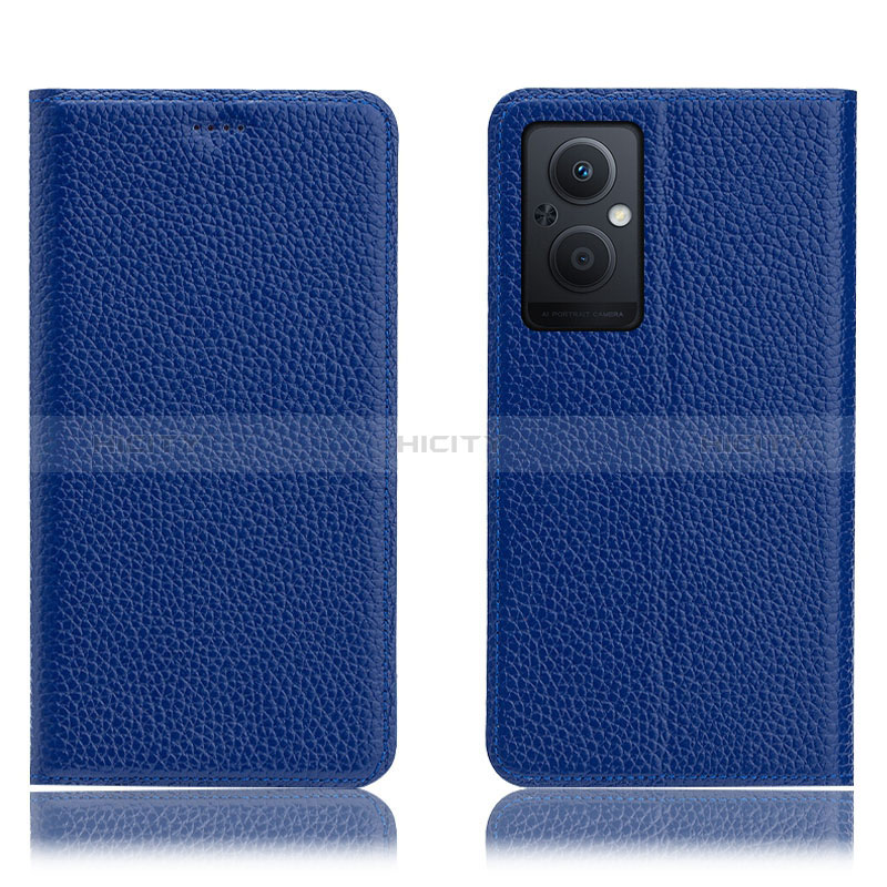 Handytasche Stand Schutzhülle Flip Leder Hülle H02P für Oppo A96 5G Blau Plus