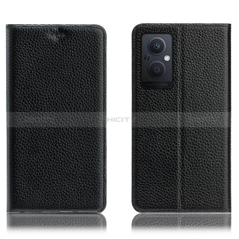 Handytasche Stand Schutzhülle Flip Leder Hülle H02P für Oppo A96 5G Schwarz Plus